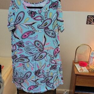 Bobbie Brooks Multicolor Paisley Short Sleeve Dress